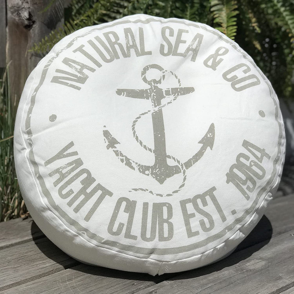 Beige Canvas Pouf