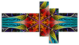 Colorful Fractal Stained Glass, Abstract Canvas Print Art, 60"x32", 5 panels