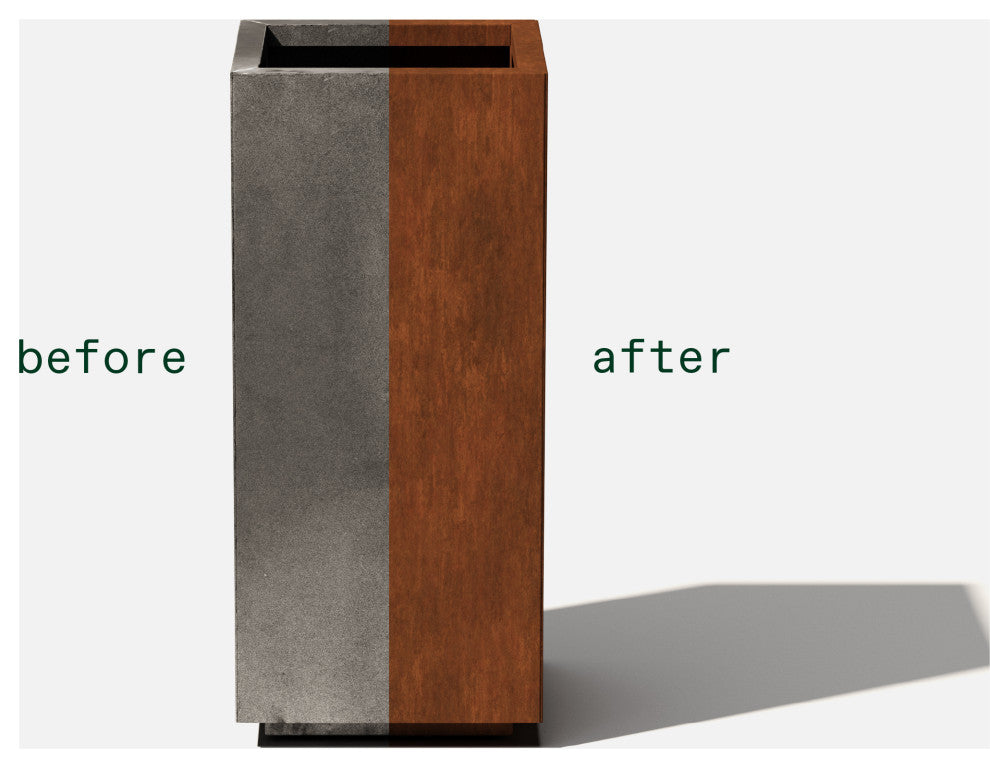 Metallic Series Corten Steel Pedestal Planter, Short