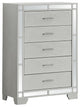 Maklaine Modern styled Wood 5 Drawer Chest Silver Champagne Finish