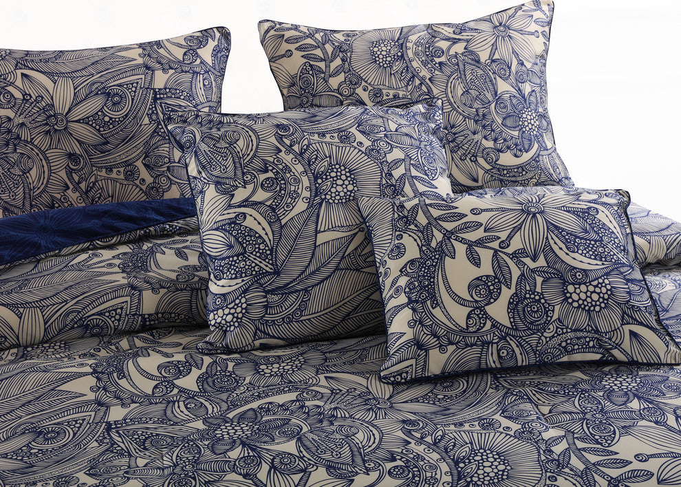 Valentina Flowers/Doodles Microfiber Comforter Set, King