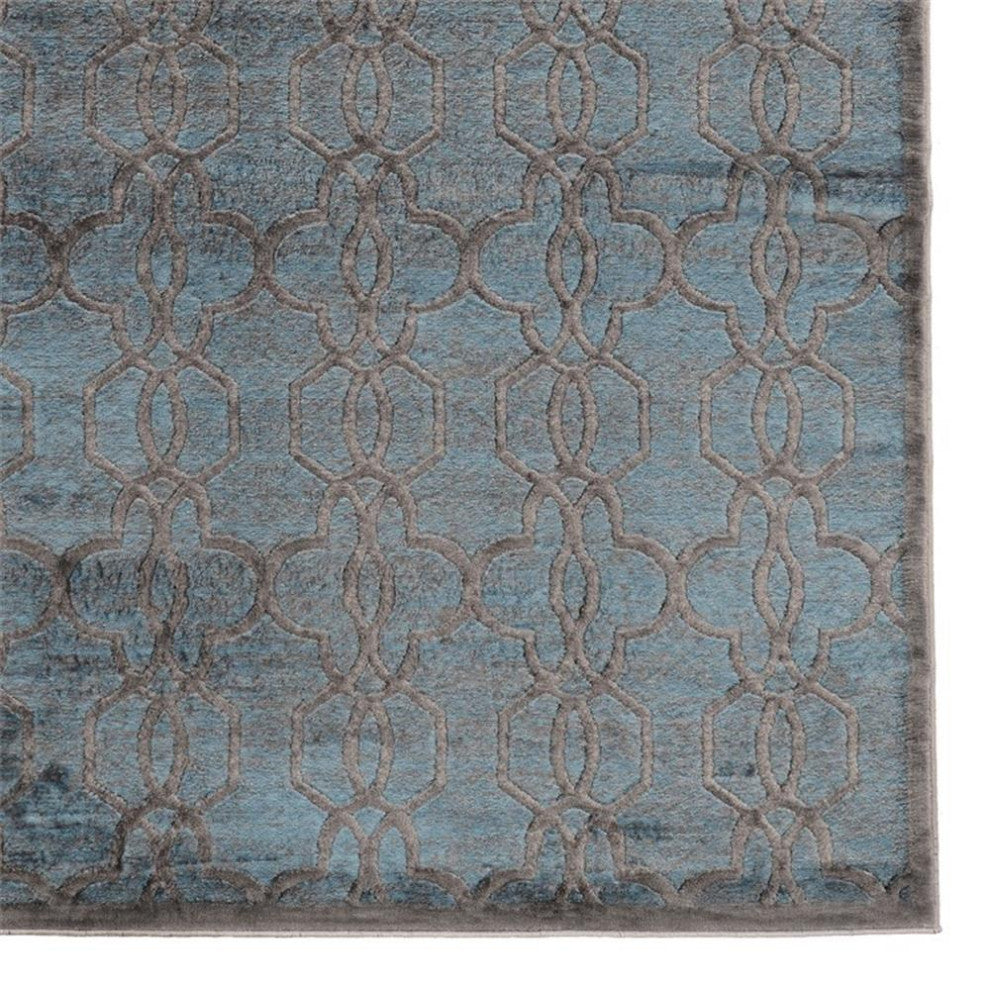 Linon Platinum Iron Gate Power Loomed Polyester 5'x7'6" Rug in Blue