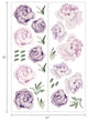 Peony Flowers Vinyl Wall Sticker, Large Set, Mixed Lavender Purple