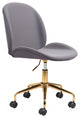 Contempo Gray Velvet and Gold Rolling Office Chair