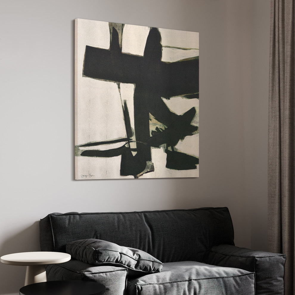 "Bold Abstraction II" Abstract Art on Gold Shagreen Wrapped Canvas Wall Art