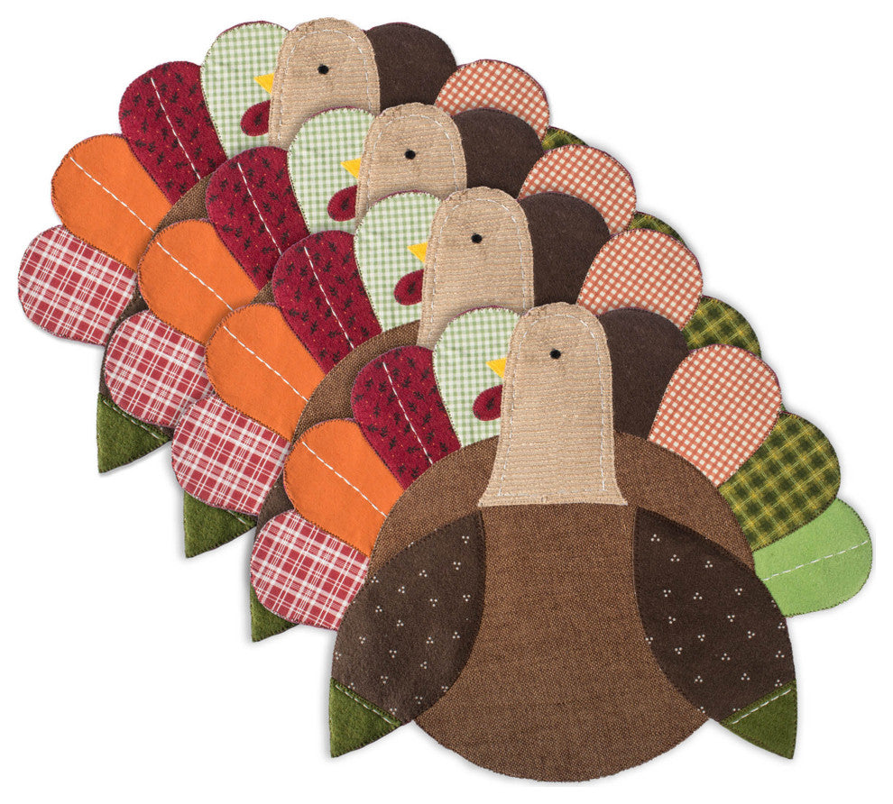 DII Embroidered Turkey Placemat, Set of 4