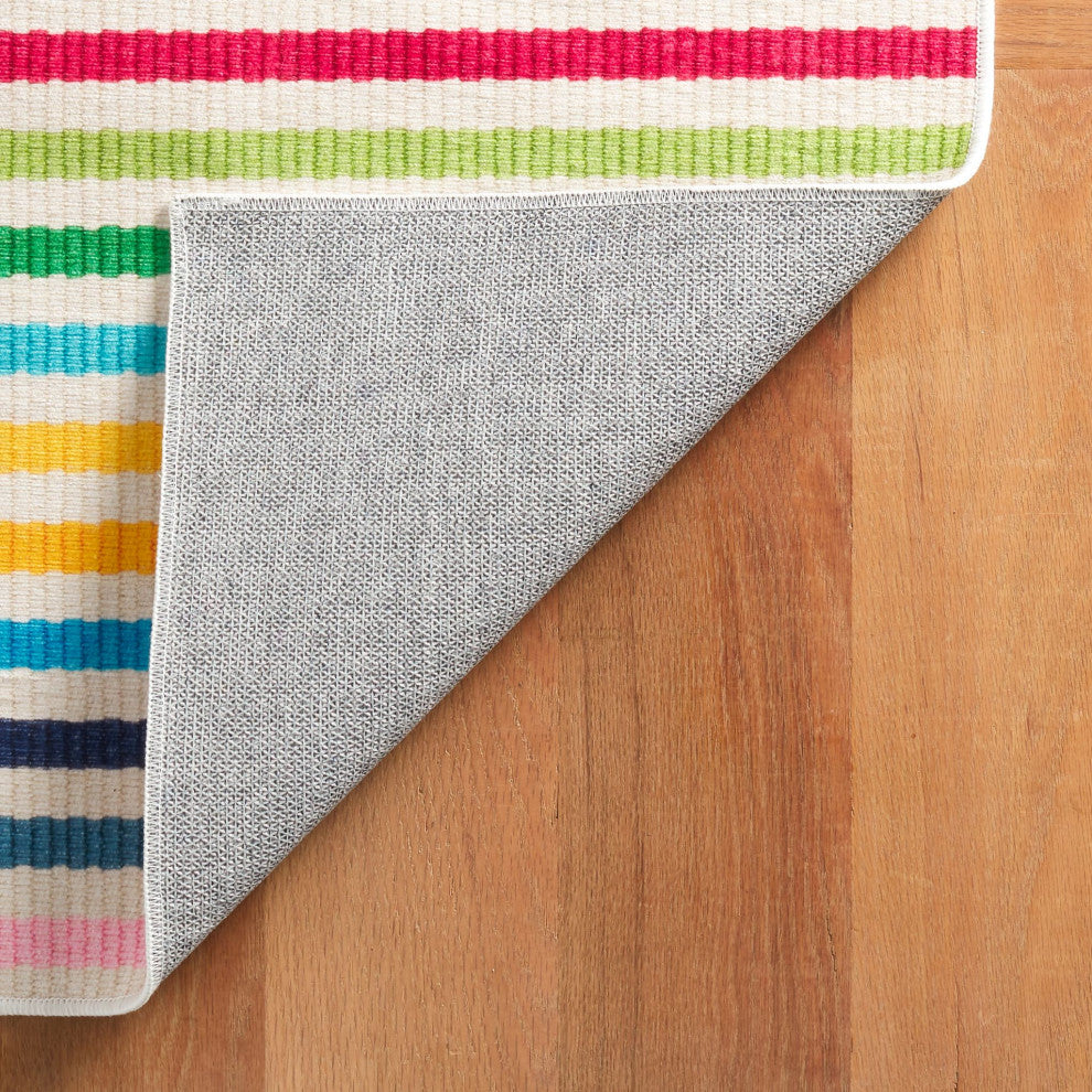 Dash & Albert Rainbow Stripe Multi Machine Washable Rug, Multi, Runner-2'6" x 8'