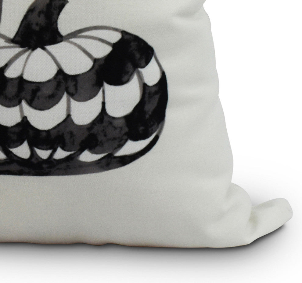 Pumpkin Duo 20" Cream Halloween Print Decorative Throw Pillow