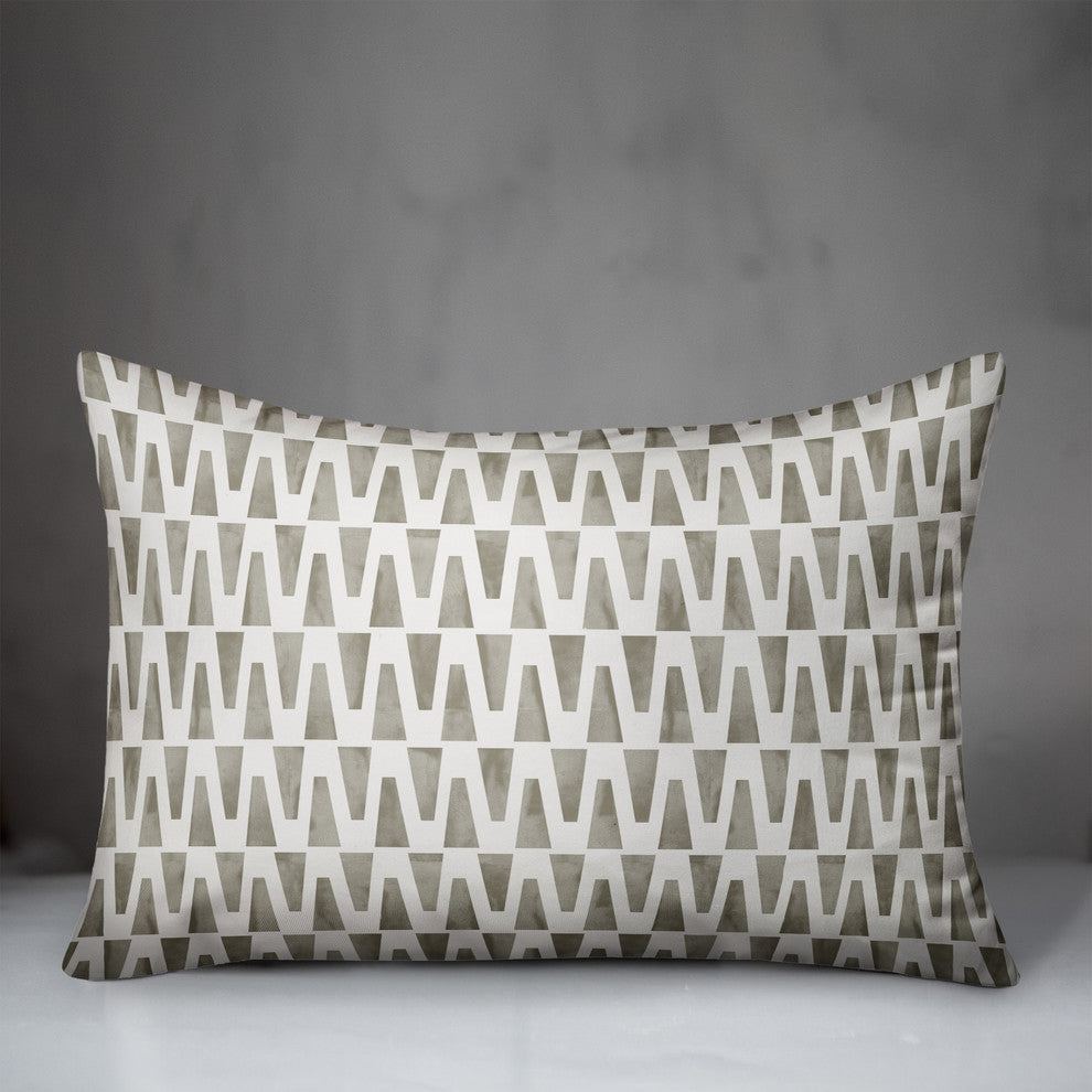 Taupe Geo Triangles 14x20 Outdoor Throw Pillow