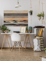 "Desert Mountains" Painting Print on White Wood, 45"x30"