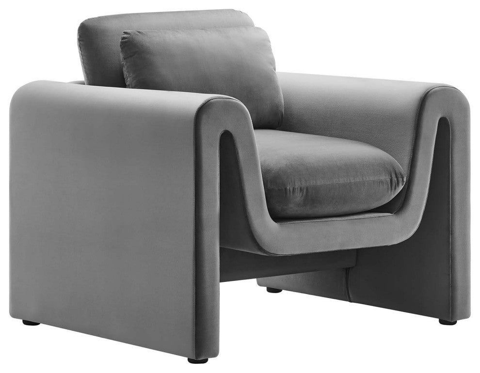 Waverly Performance Velvet Armchair - Gray