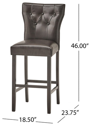 GDF Studio Pierre Brown Leather Barstools, Set of 2, Brown Leather, Bar Height