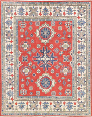 Traditional Pakistani Kazak Handmade Oriental Area Rug Wool, Red, 9'11"X7'10"