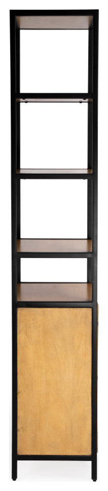 Hans Narrow Wood and Iron 84" Etagere Bookcase