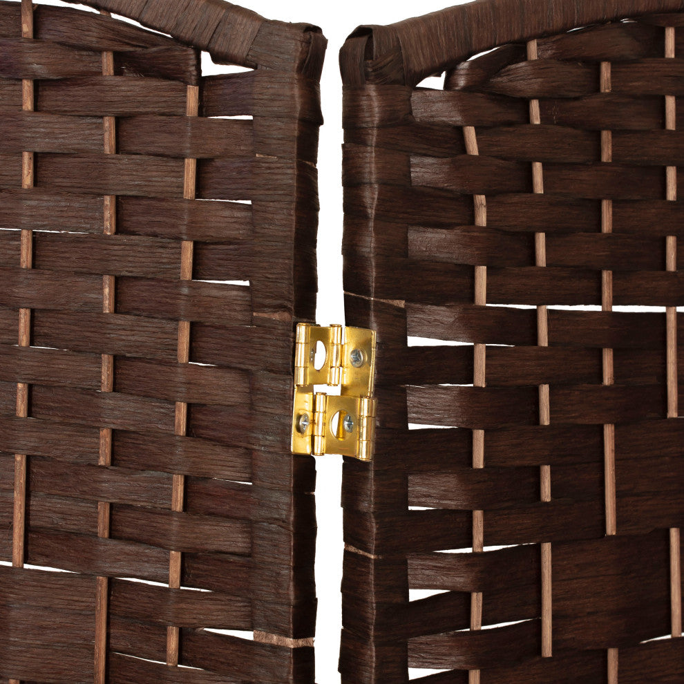 2 ft. Short Diamond Weave Fiber Room Divider Dark Mocha 8 Panel