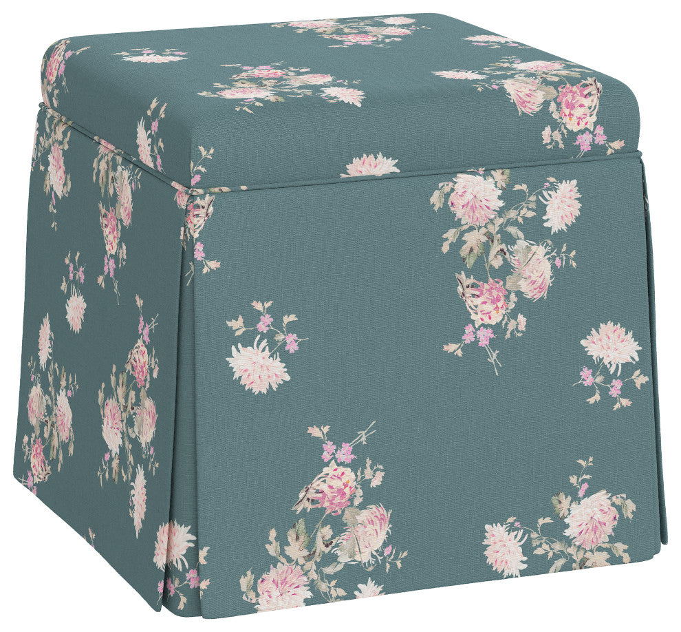 Rachel Ashwell Storage Ottoman, Sc Dancing Dahlia Emerald