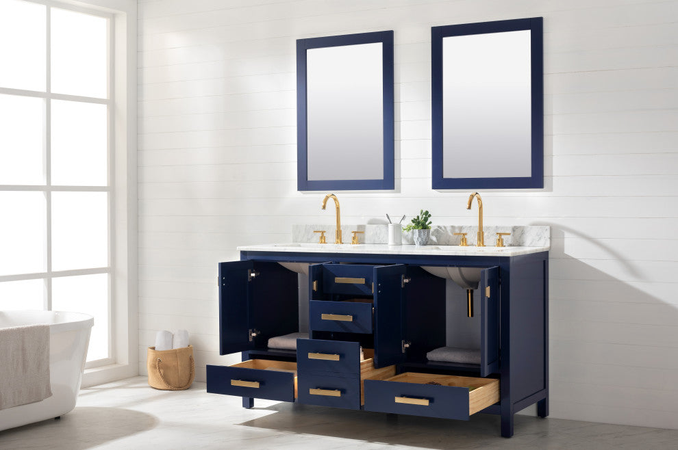 Valentino Modern 60" Blue Double Rectangular Sink Vanity