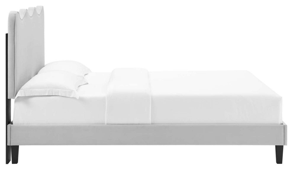 Current Performance Velvet Full Platform Bed, Light Gray