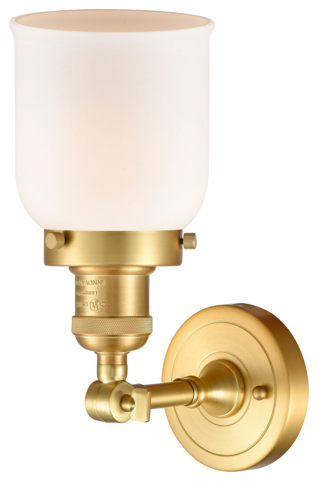 Small Bell 1 Light Sconce, Satin Gold, Matte White