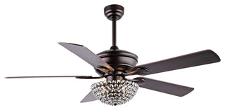 Cammy 52" 3-Light Traditional Transitional Iron LED CEILING FAN, Black