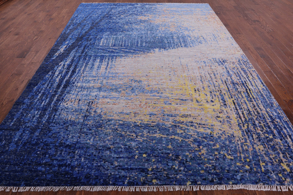 9' 3" X 12' 3" Modern Hand-Knotted Wool Rug Q9385