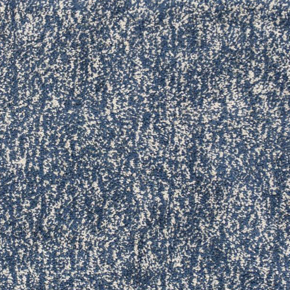 HomeRoots 8' Indigo Ivory Heather Hand Woven Round Indoor Shag Area Rug