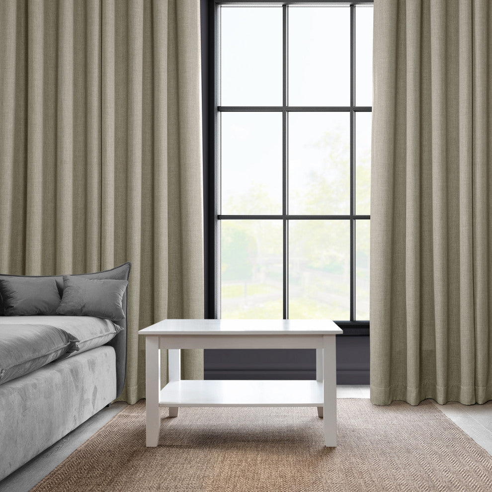 Faux Linen Grommet Room Darkening Curtain Single Panel, Oatmeal, 50"x84"