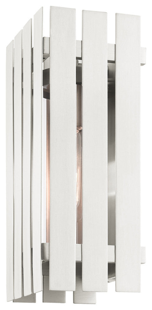 Livex Lighting Greenwich 1 Light Brushed Nickel Medium Outdoor Wall Lantern