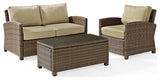 Bradenton 3Pc Outdoor Wicker Conversation Set Sand/Weathered Brown