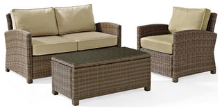 Bradenton 3Pc Outdoor Wicker Conversation Set Sand/Weathered Brown