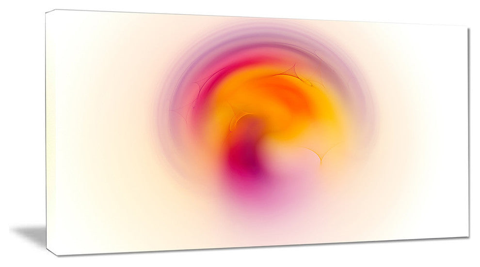 Pink Yellow Luminous Misty Sphere, Oversized Abstract Canvas Art Print, 60x28