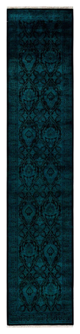 Fine Vibrance, One-of-a-Kind Hand-Knotted Runner Rug Black, 2'6"x11'9"