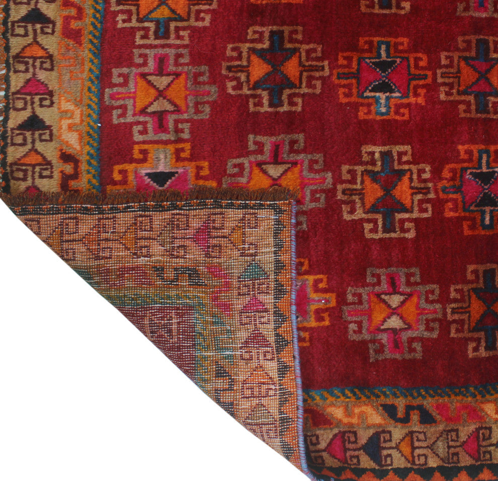 Fine Vintage Distressed Farhod Red Rug
