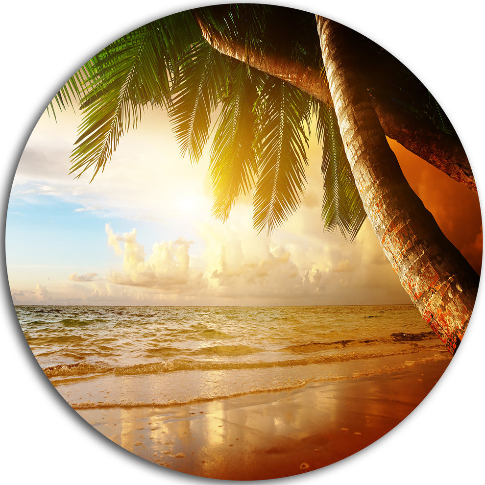 Caribbean Beach Sunrise, Landscape Photo Disc Metal Wall Art, 11"