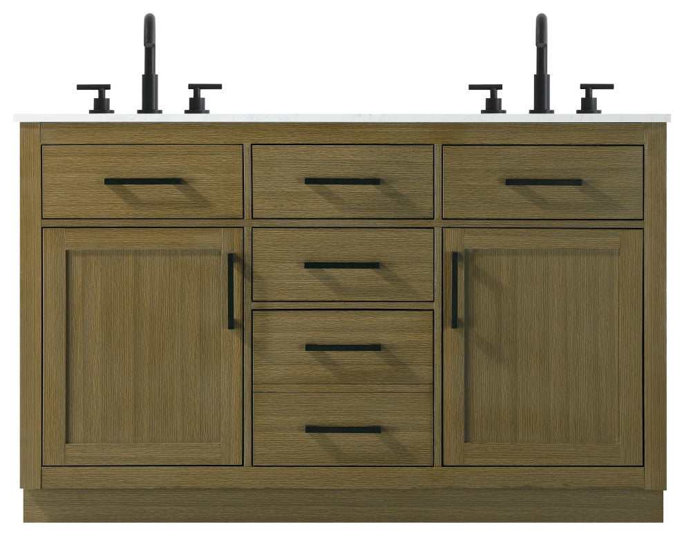 Home Living 54" Double Bathroom Vanity, Chestnut Brown