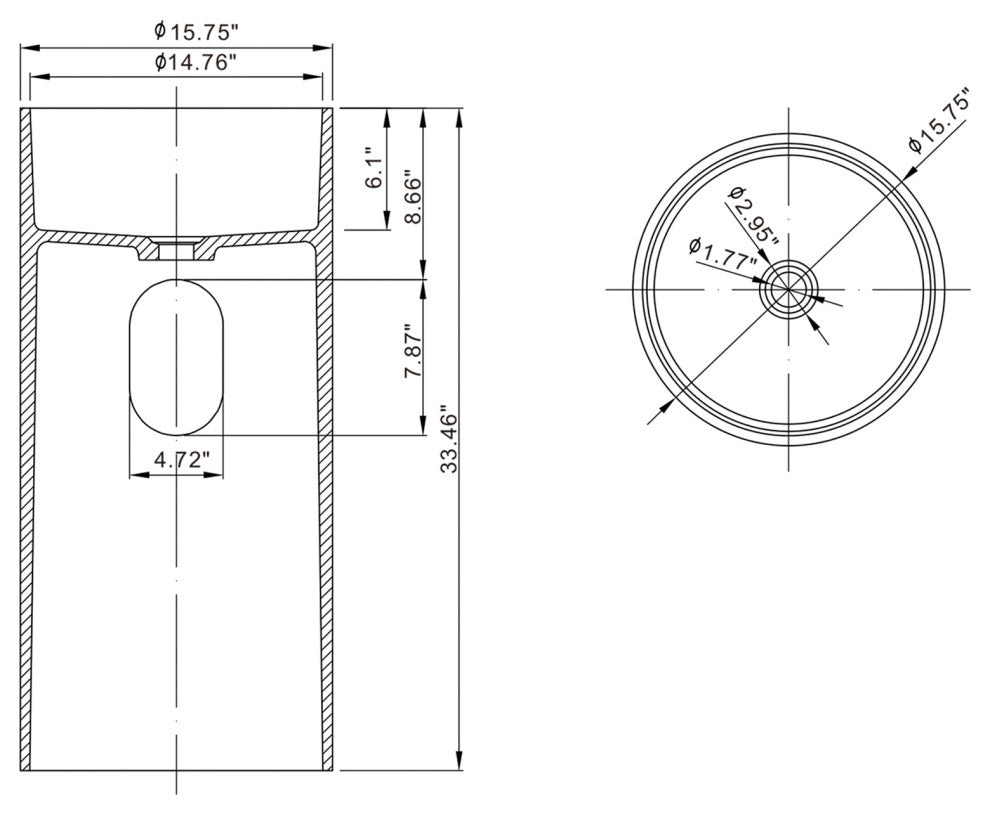 Round Floor Standing Bathroom Sink in Transparent Blue