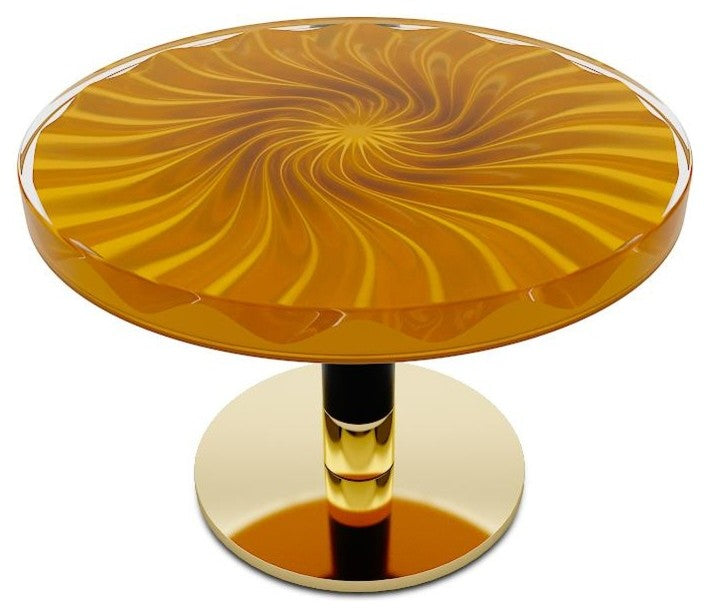 Spiral Wavy Round Coffee Table, Light Brown, 23.6"? (60cm)