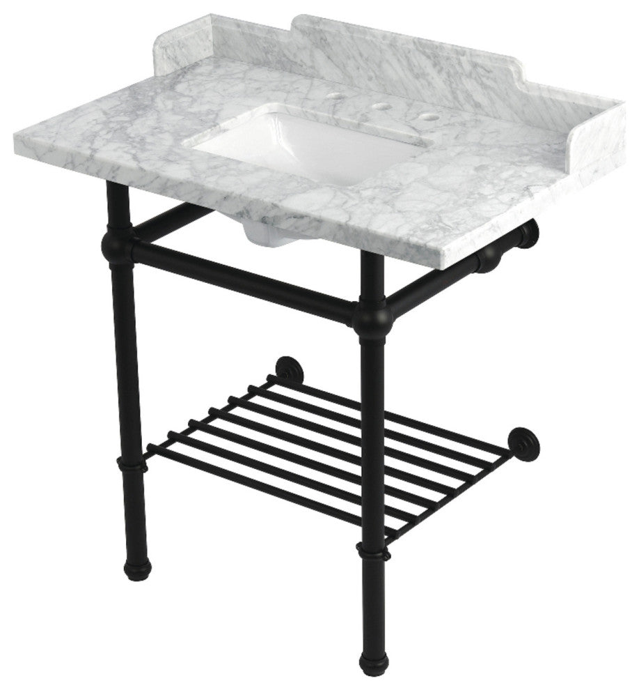 LMS36MBSQB0 36" Console Sink with Brass Legs (8-Inch, 3 Hole)