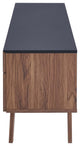 Modern Living Room Lounge Media TV Stand Table, Wood, Natural Walnut Gray Grey