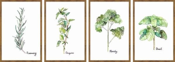 "Herb Squad" Framed Painting Quadriptych, 64"x24"