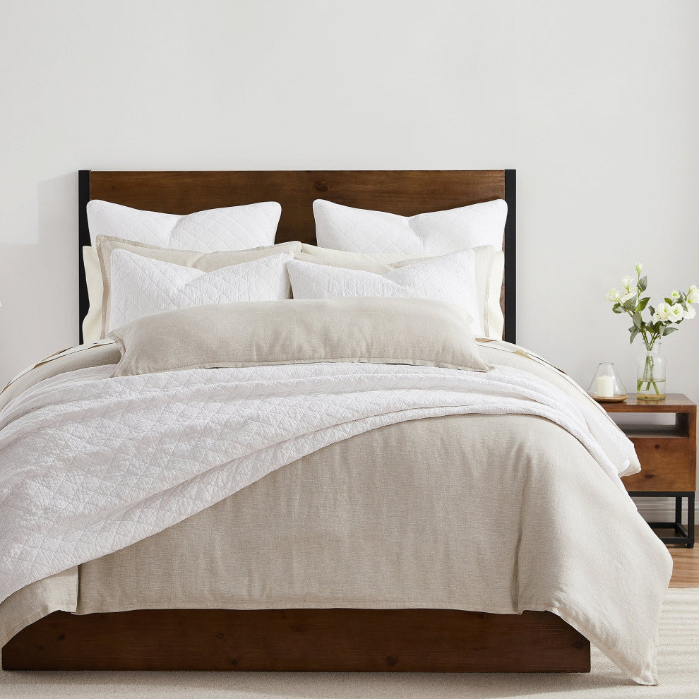 Stonewashed Cotton Gauze Quilt Set, 3PC, Vintage White, King