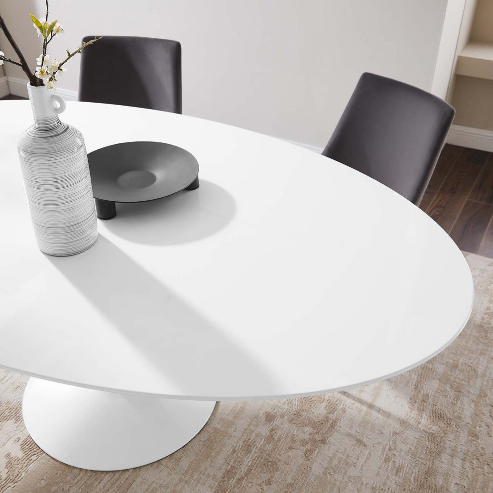 Modern White Tulip 78" Oval Wood Top Dining Table