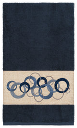 Linum Home Textiles Annabelle Embellished, Midnight Blue, Bath Towel, Single