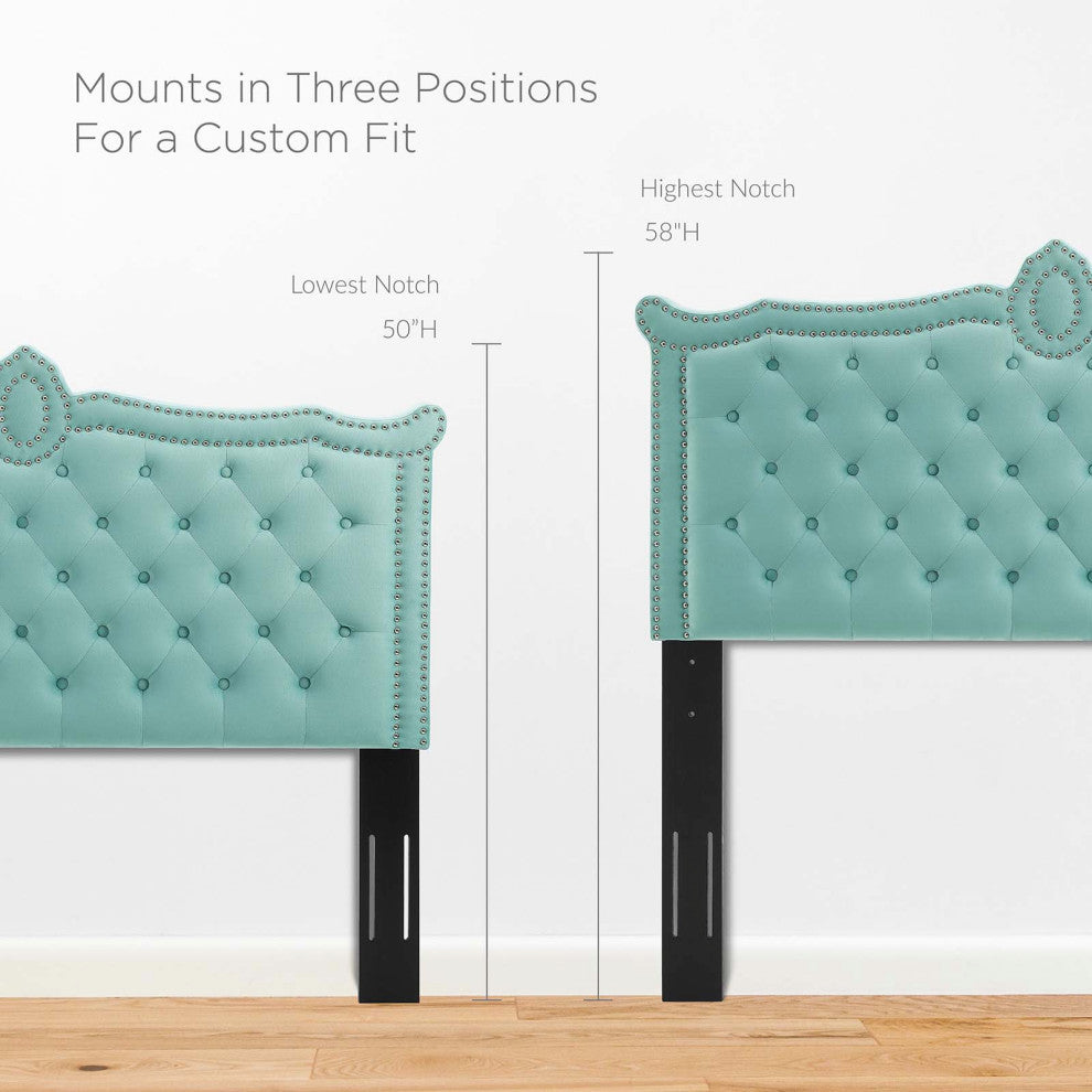 Louisa Tufted Performance Velvet Twin Headboard, Mint