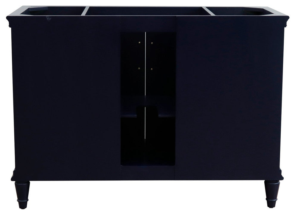 49" Single Sink Vanity, Blue Finish With White Carrara Marble and Round Sink