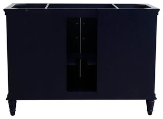 49" Single Sink Vanity, Blue Finish With White Carrara Marble and Round Sink