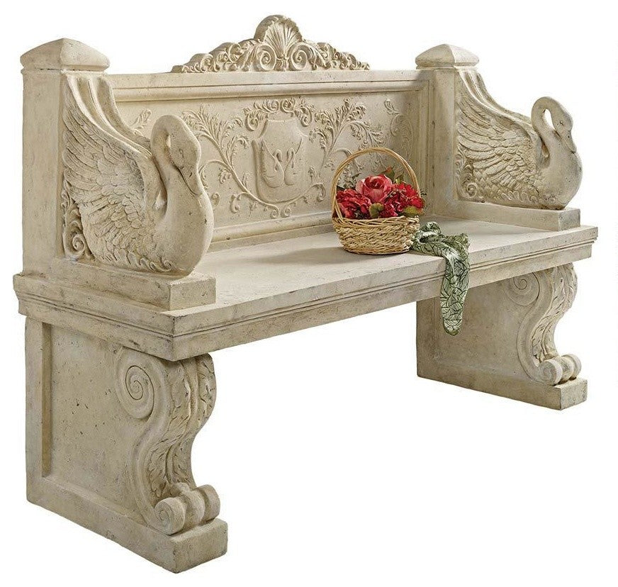 Giant Neoclassical Swan Garden Bench