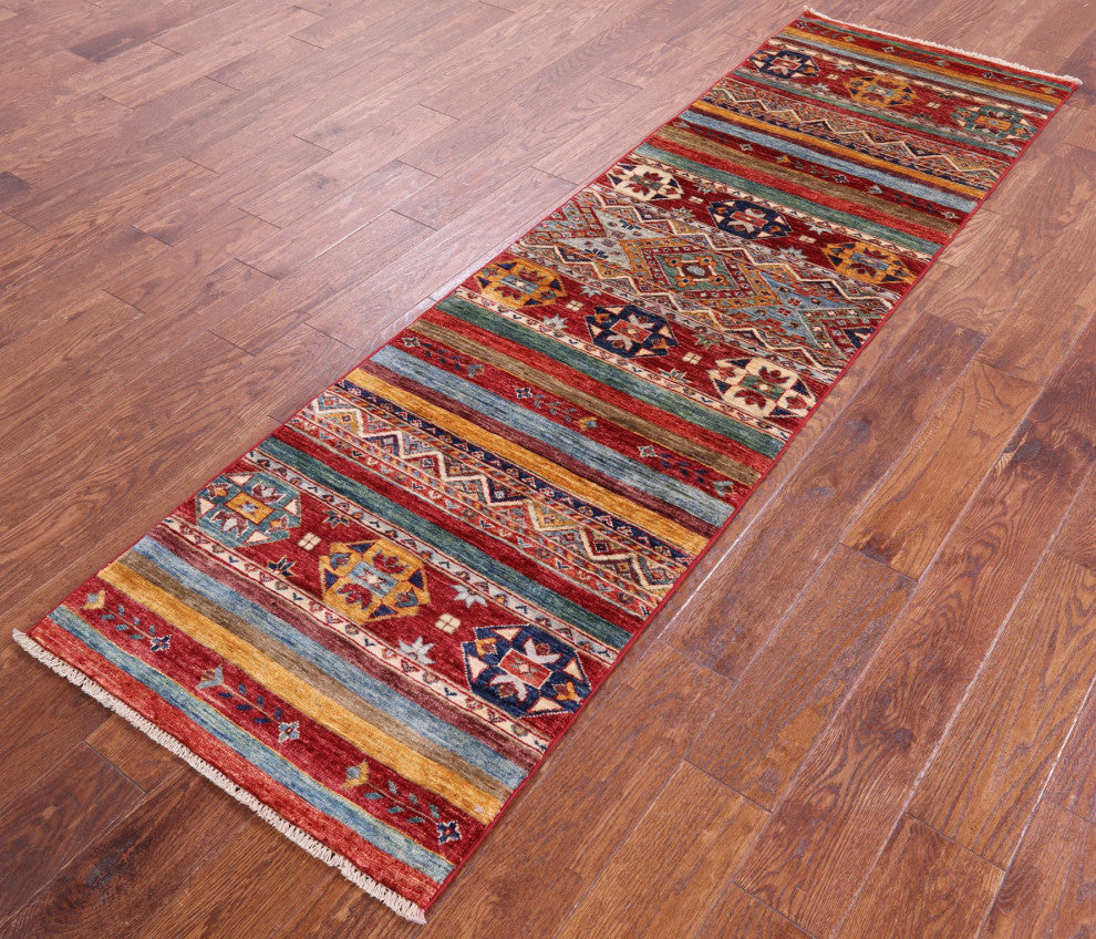 2' 3" X 8' 2" Super Kazak Khorjin Handmade Runner Rug Q11006