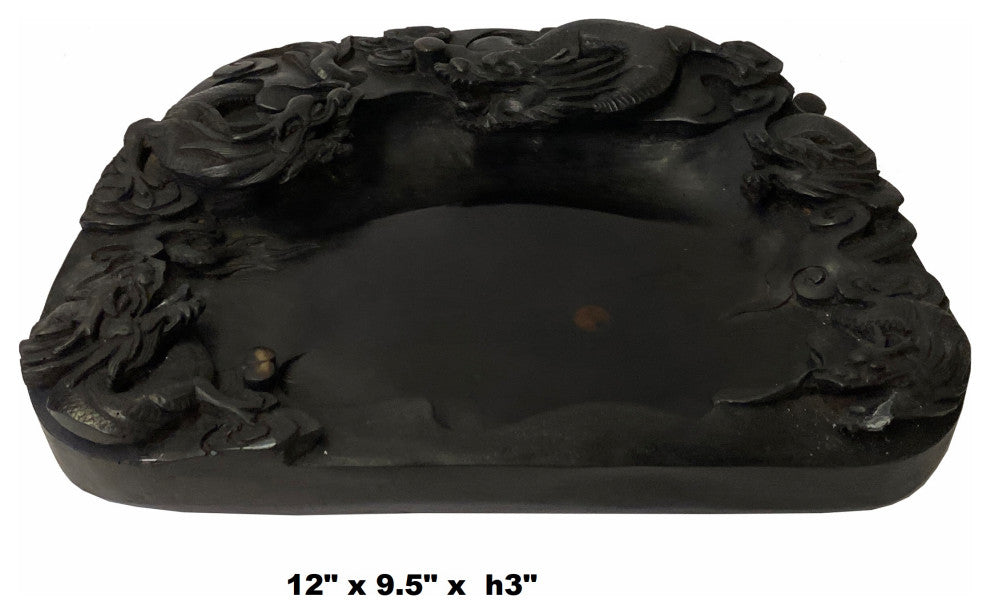 Chinese Oriental Black Color Dimensional Dragon Ink Well Pad Display Hws1739