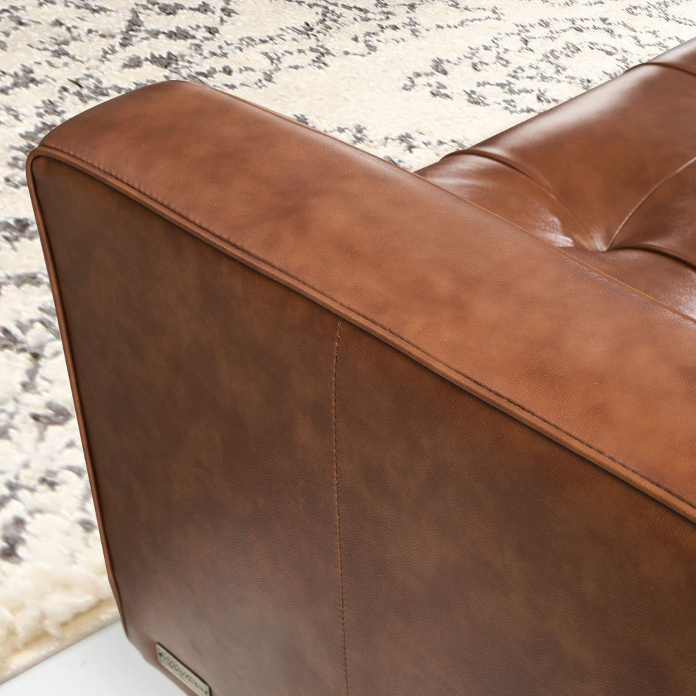 Hammond Mid-Century Camel Leather Sectional